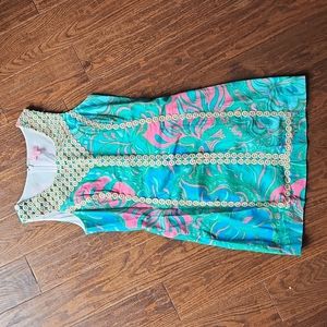 Lilly pulitzer size 10 dress gold embroidery